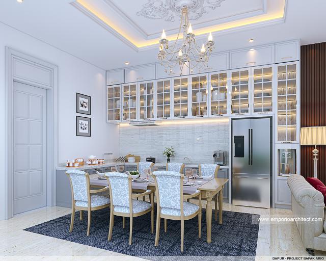 Desain Dapur Rumah Klasik Modern 2.5 Lantai Bapak AO di Jakarta