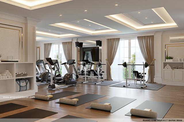 Desain Ruang Gym Rumah Klasik Modern 2.5 Lantai Bapak IWN di Jambi