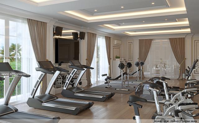 Desain Ruang Gym Rumah Klasik Modern 2.5 Lantai Bapak IWN di Jambi