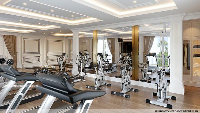 Desain Ruang Gym Rumah Klasik Modern 2.5 Lantai Bapak IWN di Jambi