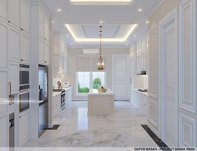 Desain Dapur Basah Rumah Klasik Modern 2.5 Lantai Bapak IWN di Jambi