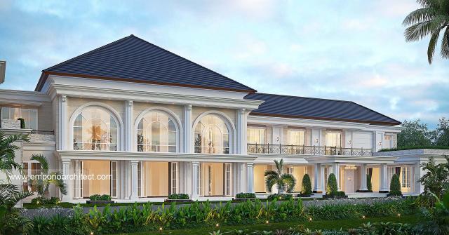 Desain Tampak Belakang 2 Rumah Klasik Modern 2.5 Lantai Bapak IWN di Jambi