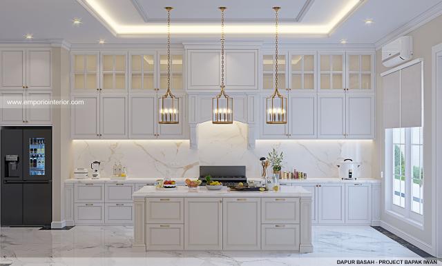 Desain Dapur Basah Rumah Klasik Modern 2.5 Lantai Bapak IWN di Jambi