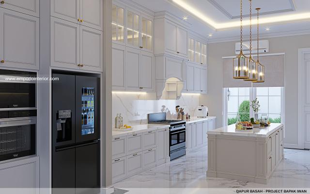 Desain Dapur Basah Rumah Klasik Modern 2.5 Lantai Bapak IWN di Jambi