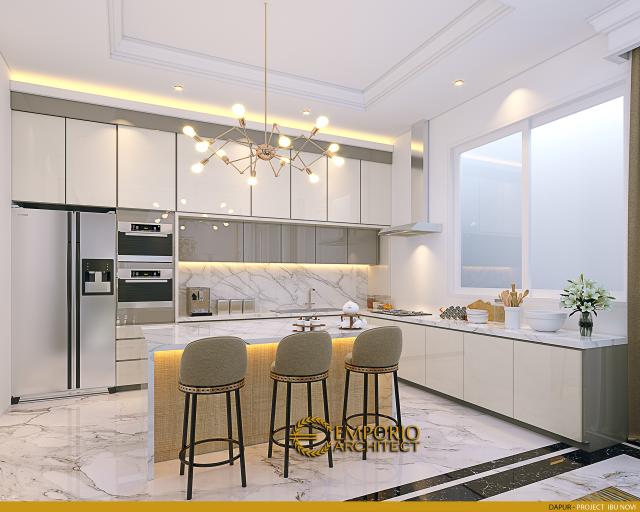 Desain Dapur Rumah Klasik Modern 2.5 Lantai Ibu NV di Jakarta