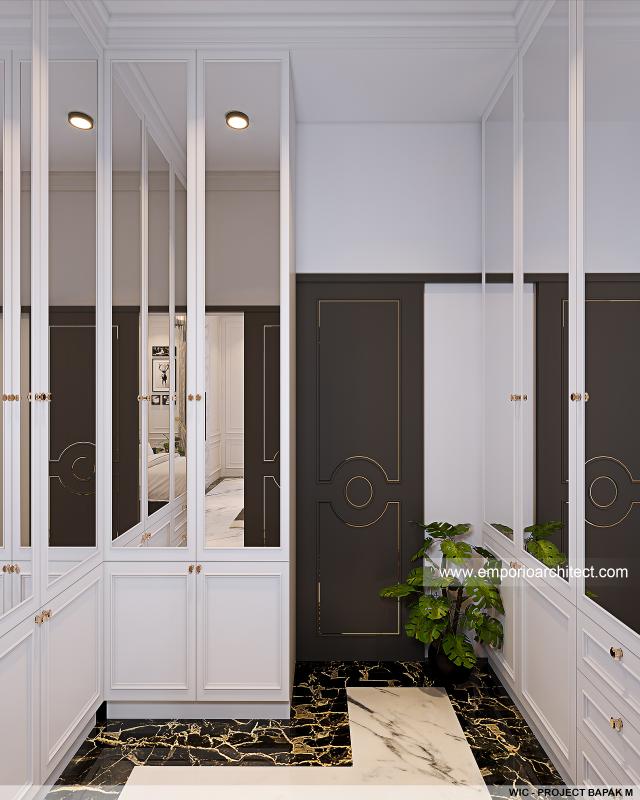 Desain Walk In Closet Rumah Klasik Modern 2.5 Lantai Bapak M di Jakarta