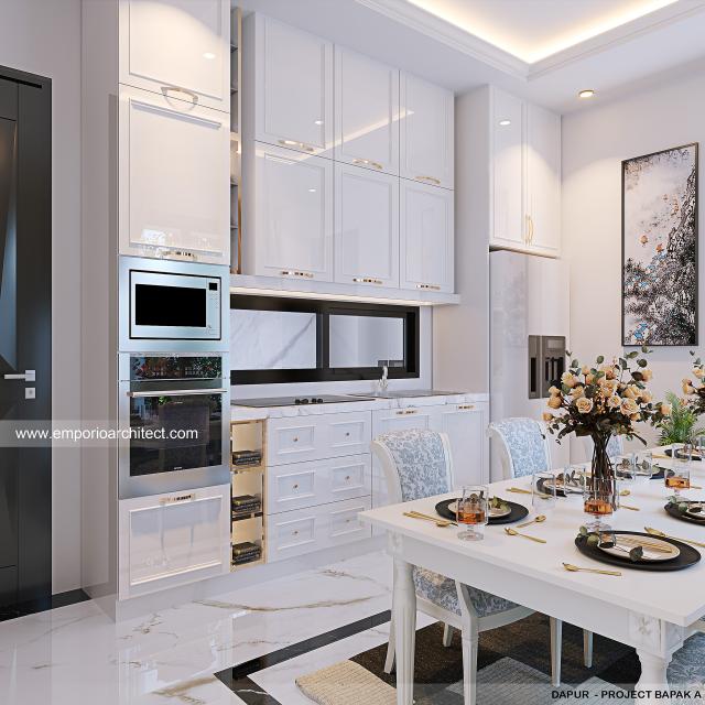 Desain Dapur Rumah Klasik Modern 2.5 Lantai Bapak AQS di Jakarta