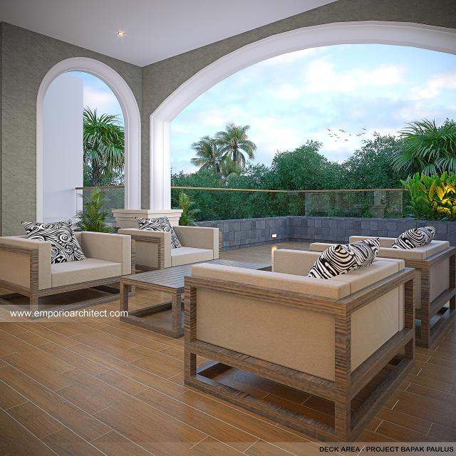 Desain Deck Area Rumah Klasik Modern 3 Lantai Bapak PLS di Jakarta