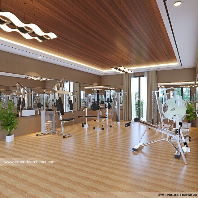 Desain Ruang Gym Rumah Klasik Modern 3 Lantai Bapak JC di Balikpapan