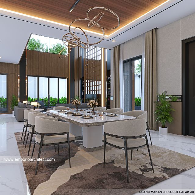 Desain Ruang Makan Rumah Klasik Modern 3 Lantai Bapak JC di Balikpapan