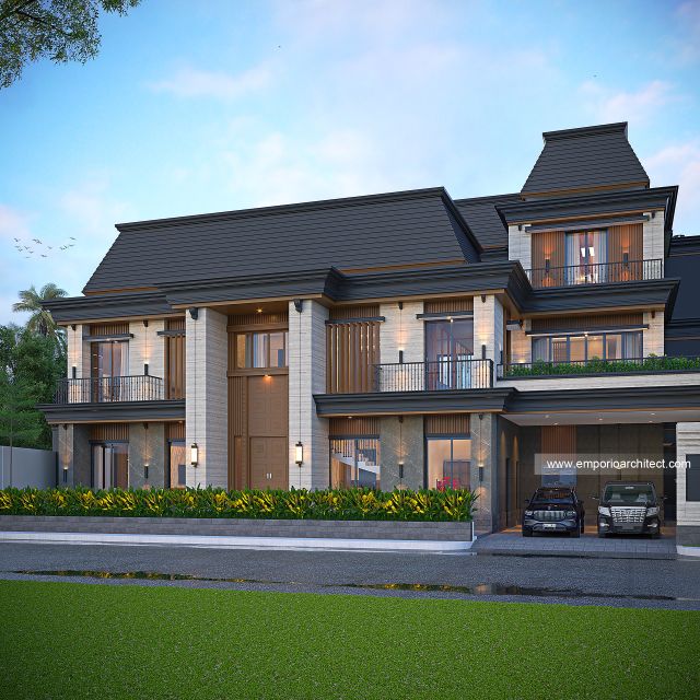 Gambar 1 Desain Rumah Klasik Modern 3 Lantai Bapak JC 1857 di  Balikpapan