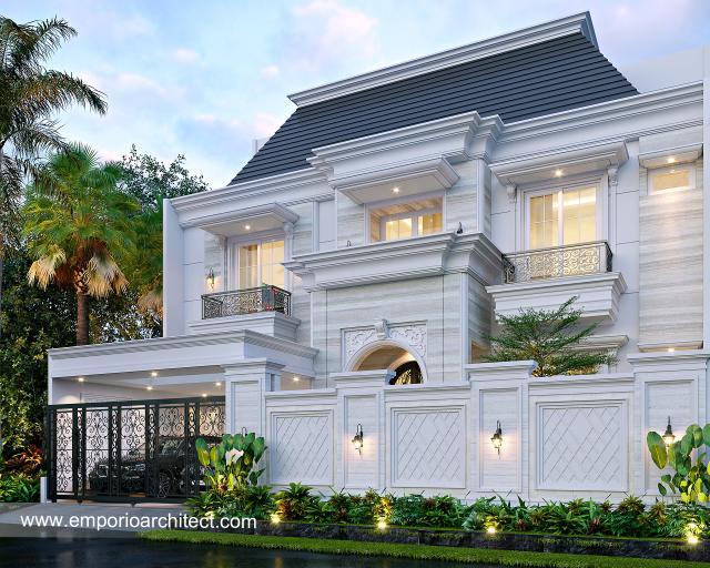 #frontviewexterior - Mr. AT 1191 Classic Modern House 3 Floors Design - Bekasi, Jawa Barat - Code 17798