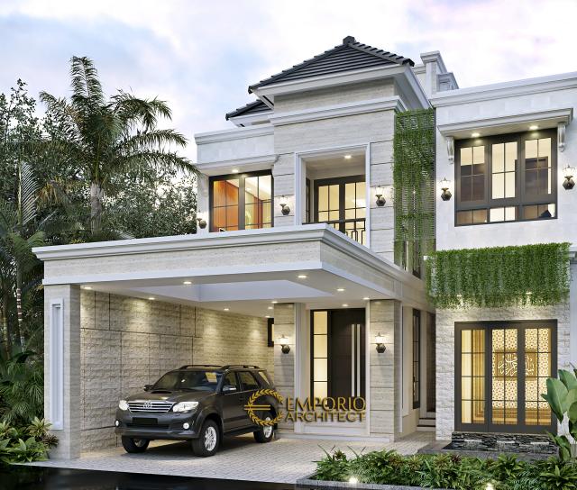 Desain Rumah Klasik Modern 3 Lantai Bapak Haryanto di Bandung, Jawa Barat - Tampak Depan