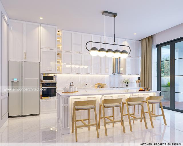 Desain Dapur Rumah Klasik Modern 3.5 Lantai Ibu TN IV di Jakarta Selatan