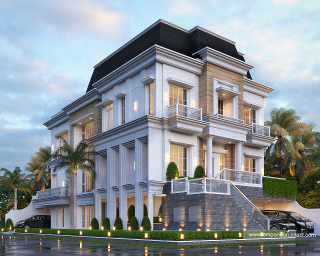 Desain Rumah Klasik Modern 3.5 Lantai Bapak Anthony di  Jakarta