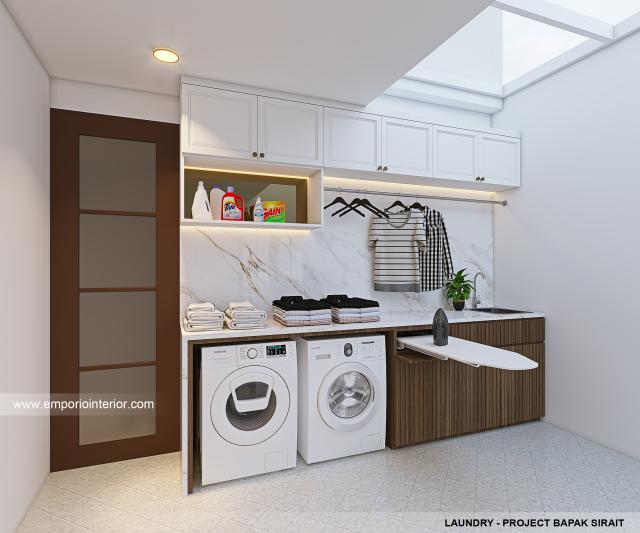 Desain Laundry Rumah Klasik Modern 3.5 Lantai Bapak SRT di Bandung