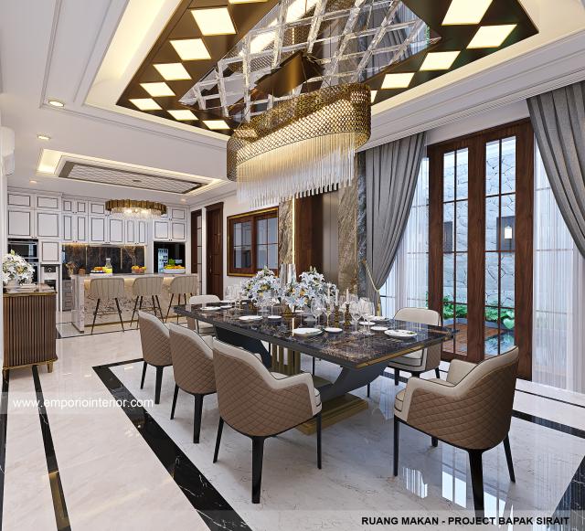 Desain Ruang Makan Rumah Klasik Modern 3.5 Lantai Bapak SRT di Bandung