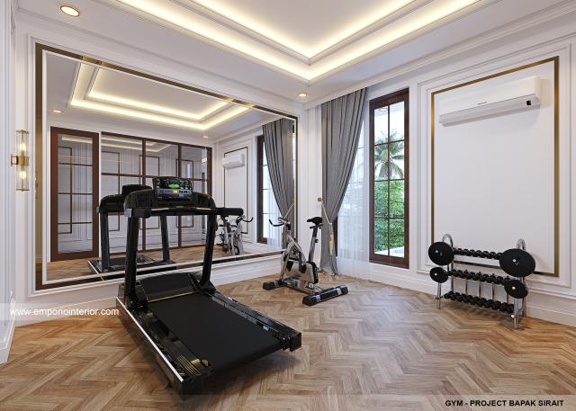 Desain Ruang Gym Rumah Klasik Modern 3.5 Lantai Bapak SRT di Bandung