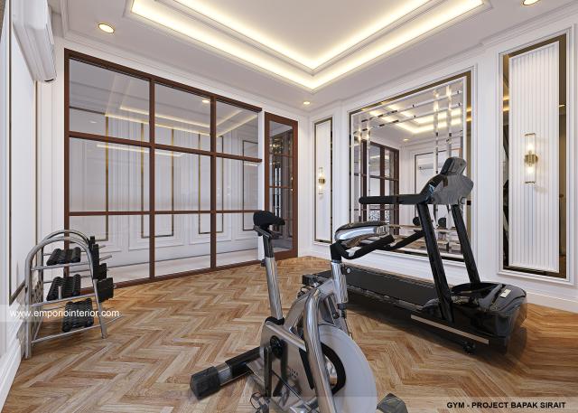 Desain Ruang Gym Rumah Klasik Modern 3.5 Lantai Bapak SRT di Bandung