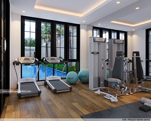 Desain Ruang Gym Rumah Klasik Modern 4 Lantai Bapak DNS di Jakarta