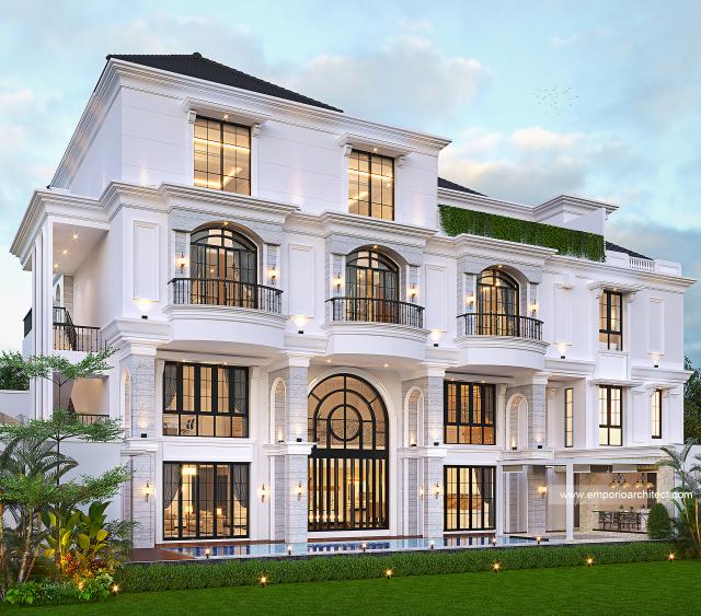 Gambar 3 Desain Rumah Klasik Modern 4 Lantai Bapak DNS 1270 di  Jakarta