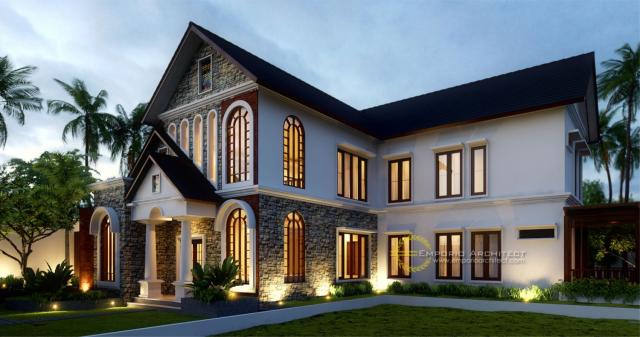 Gambar 1 Desain Rumah American Klasik 2 Lantai di  Denpasar, Bali