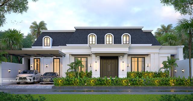 Gambar 1 Desain Rumah Mediteran 1 Lantai Bapak YNR di  Banyuwangi, Jawa Timur