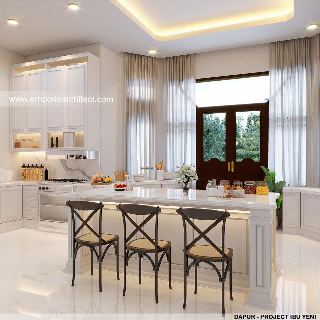 Desain Dapur Rumah Mediteran 2 Lantai Ibu Yeni di Bandung, Jawa Barat