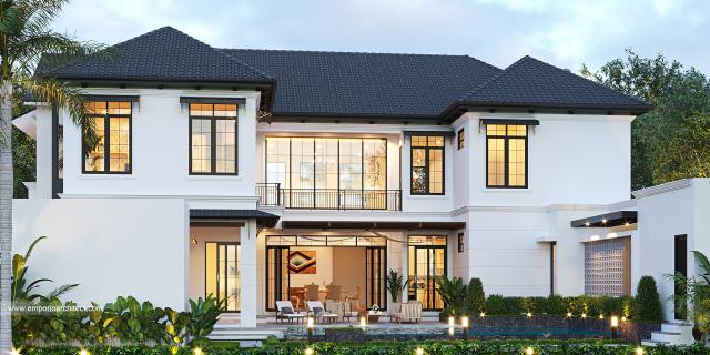 Gambar 3 Desain Rumah American Style 2 Lantai Ibu PTC di  Bogor, Jawa Barat