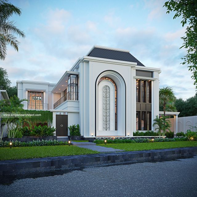 Desain Tampak Depan 3 Rumah Mediteran 2 Lantai Ibu SC di Bandung