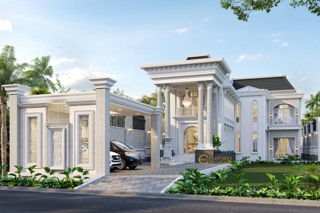 Desain Rumah Classic 2 Lantai Bapak Faozian di Bandung, Jawa Barat - Tampak Depan