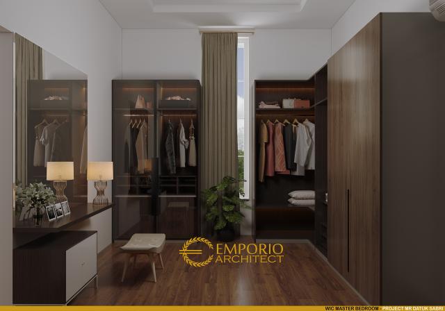 Desain Walk In Closet Kamar Tidur Utama Rumah Mediteran 2 Lantai Bapak Datuk Sabri di Malaysia