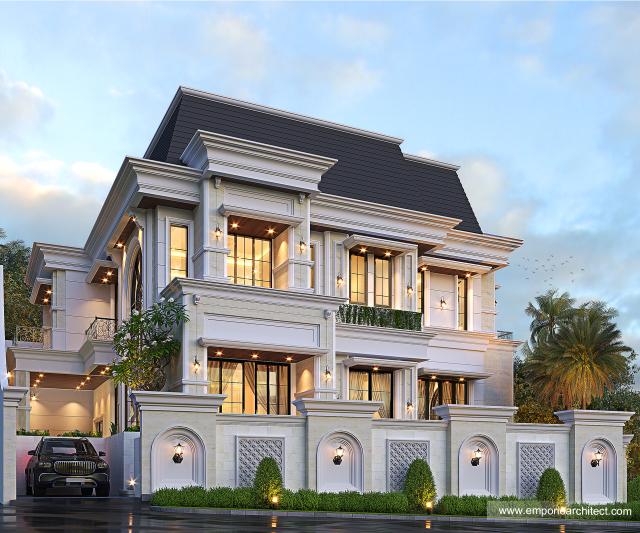 Desain Tampak Samping Rumah Mediteran 2.5 Lantai Bapak WJ di Sentul City, Bogor