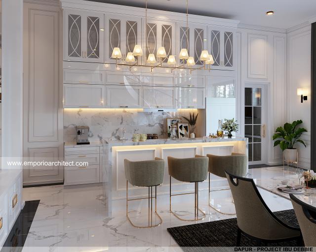 Desain Dapur Rumah Mediteran 3 Lantai Ibu DBB di Jakarta Utara