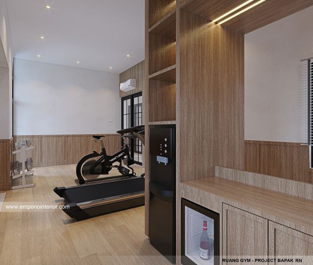 Desain Ruang Gym Rumah Mediteran 3 Lantai Bapak RN di Jakarta Selatan