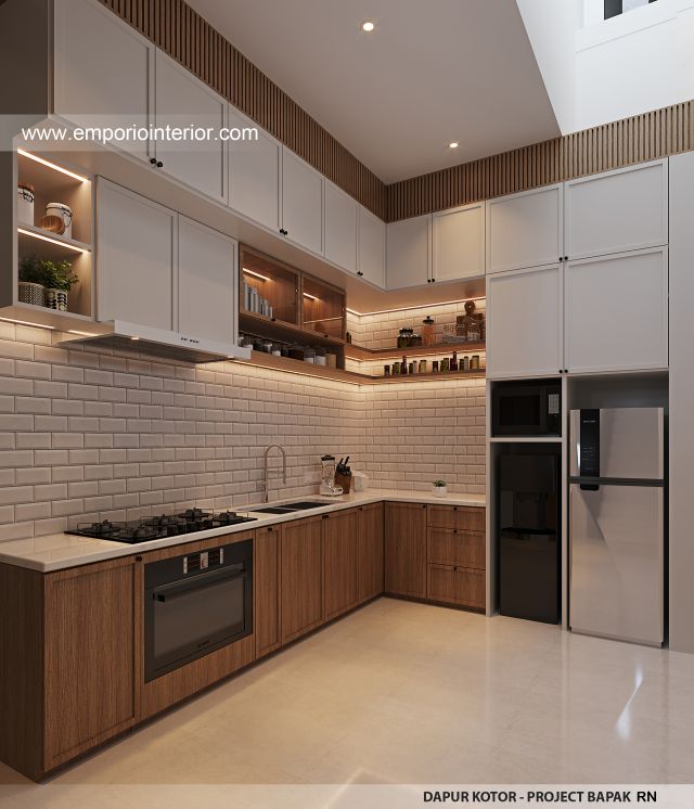 Desain Dapur Kotor Rumah Mediteran 3 Lantai Bapak RN di Jakarta Selatan