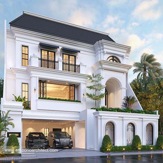 Gambar 1 Desain Rumah Mediteran 3 Lantai Bapak HLM 1118 di  Jakarta