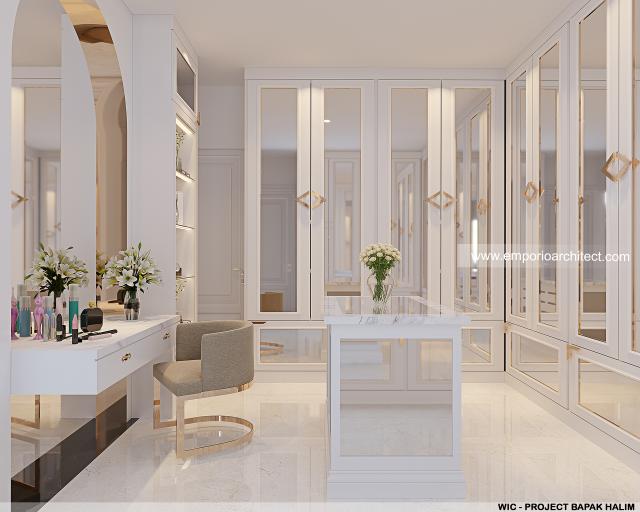 Desain Walk In Closet Rumah Mediteran 3 Lantai Bapak HLM di Jakarta