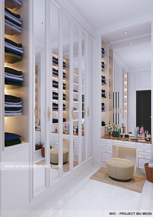 Desain Walk In Closet Rumah Wisma Investindo Mediteran 3.5 Lantai Ibu MDI di Jakarta Selatan