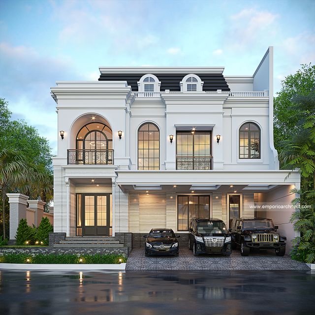 Gambar 1 Desain Rumah Mediteran Klasik 3 Lantai Bapak EBN 1928 di  Tangerang