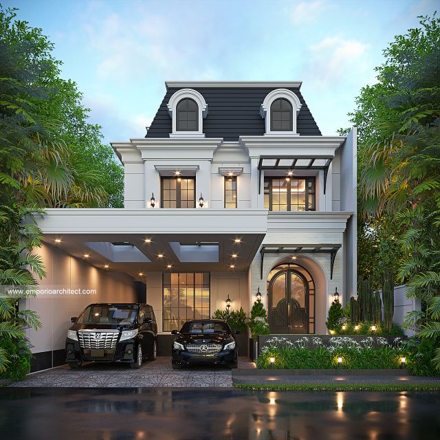 Gambar 1 Desain Rumah Mediteran Klasik 3 Lantai Bapak HLL di  Jakarta Selatan