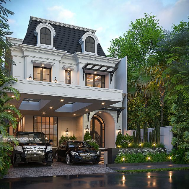 Gambar 2 Desain Rumah Mediteran Klasik 3 Lantai Bapak HLL di  Jakarta Selatan