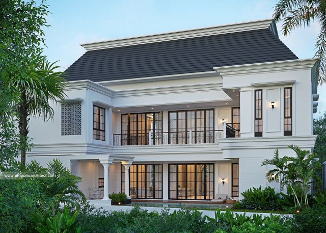 Gambar 3 Desain Rumah Mediteran Klasik 3 Lantai Bapak IPC di  Sentul, Bogor