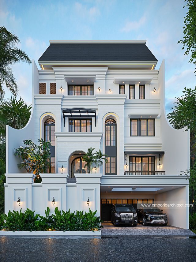 Gambar 1 Desain Rumah Mediteran Klasik 4 Lantai Bapak IRN di  Jakarta