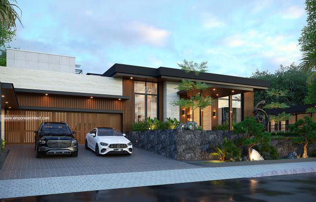 Desain Tampak Depan Rumah Modern 2 Lantai Bapak YP di Balikpapan