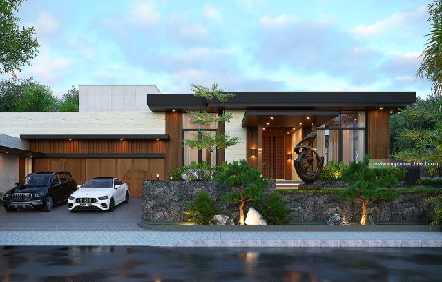 Desain Tampak Depan 2 Rumah Modern 2 Lantai Bapak YP di Balikpapan