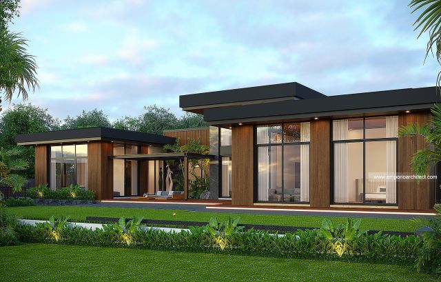 Desain Tampak Samping Rumah Modern 2 Lantai Bapak YP di Balikpapan