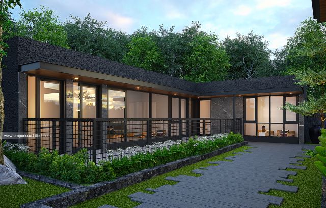 Desain Tampak Samping 3 Rumah Modern 2 Lantai Bapak YP di Balikpapan