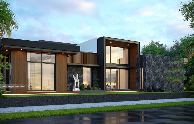 Desain Tampak Belakang Rumah Modern 2 Lantai Bapak YP di Balikpapan