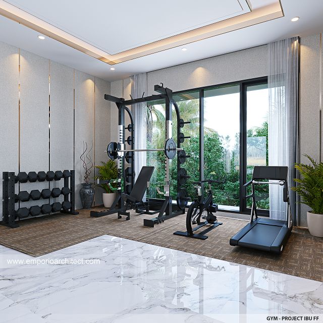 Desain Ruang Gym Rumah Modern 2 Lantai Ibu FF di Makassar